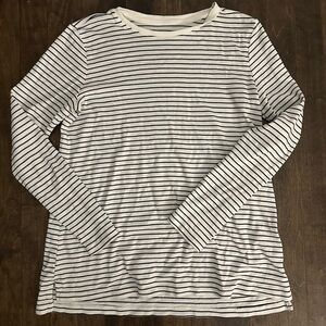 J Jill striped long sleeve shirt oversized preppy classic white black small